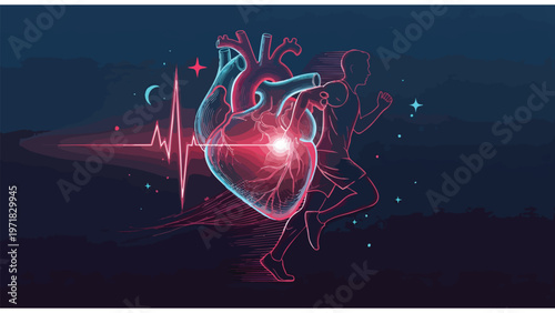 Healthy Heartbeat Runner: Cardiovascular Fitness & Exercise Concept for Health Brands