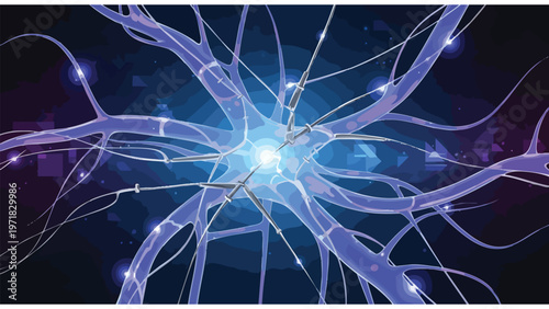 Neuron Network Science Technology Concept | Digital Brain Synapse Connection