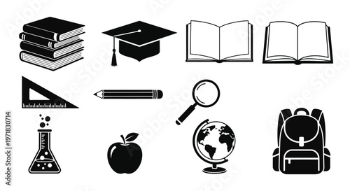 Collection of office supplies including scissors, tape, pencil, and paper