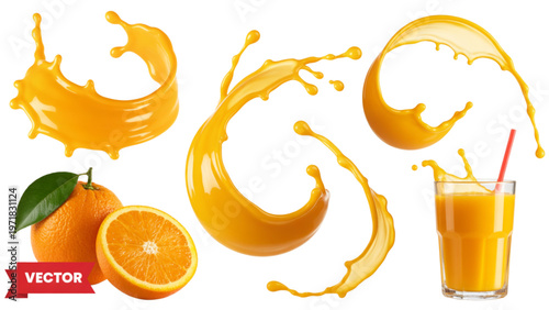 Delicious orange-themed desserts and beverages with citrus fruits Vector
