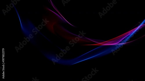 Abstract Colorful Glowing Wave on Black Background, Fluid Light Streaks Motion Animation with Alpha Channel, Seamless Loop 4K resolution