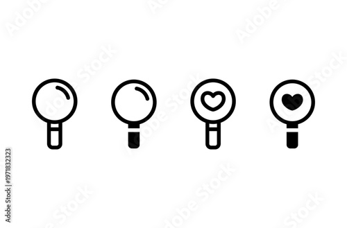 돋보기 하트 아이콘 세트