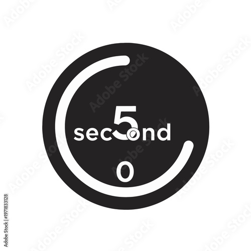 Circular timer graphic indicating five seconds remaining