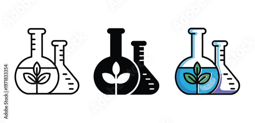 Science lab plant in beaker icon agricultural biotechnology research symbol flat style vector illustration