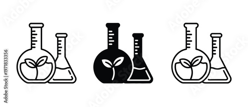 Science beaker plant growth icon biotechnology research agriculture symbol modern minimal vector design
