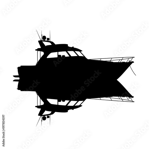 Boat Silhouette on Still Waters: A sleek boat silhouette, mirrored in tranquil waters, offers a minimalist yet powerful statement of luxury and leisure.