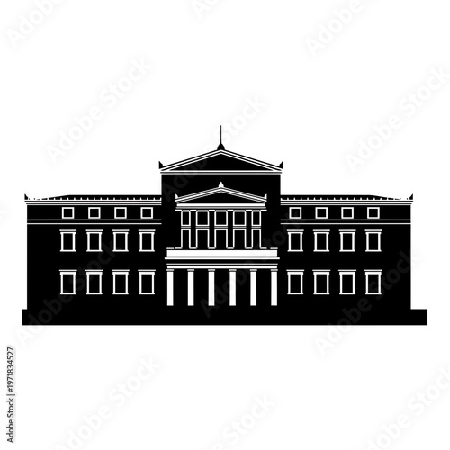 Monumental Silhouette: A striking silhouette of a grand building showcases architectural prowess, inviting admiration of symmetry and historical significance. 