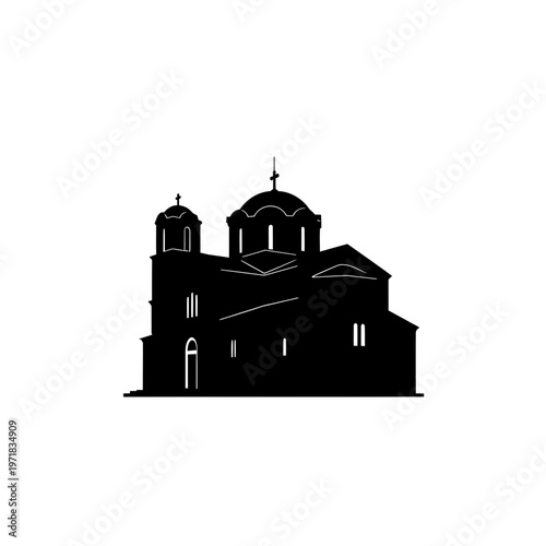 Shadows of Sacred Space: A stark silhouette of a historic church, its domes and architecture create a powerful image of faith and heritage, inviting contemplation of history and spiritual depth.