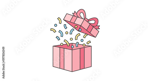 Pink Gift Box with Ribbon Open.