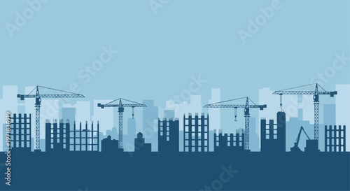 Cityscape silhouette construction site illustration vector design