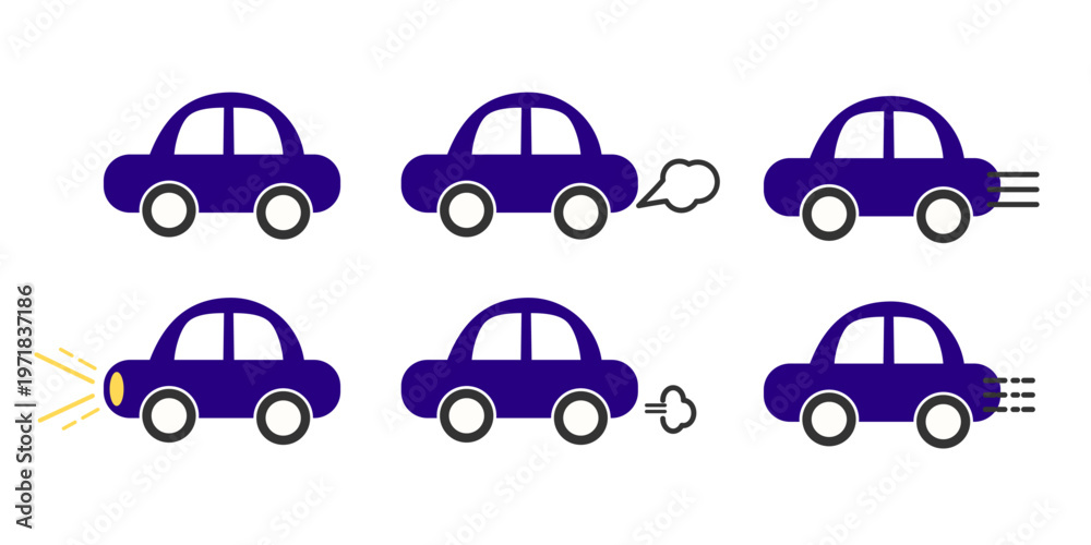 Εκτύπωση καμβά 青い車のシンプルなアイコンセット