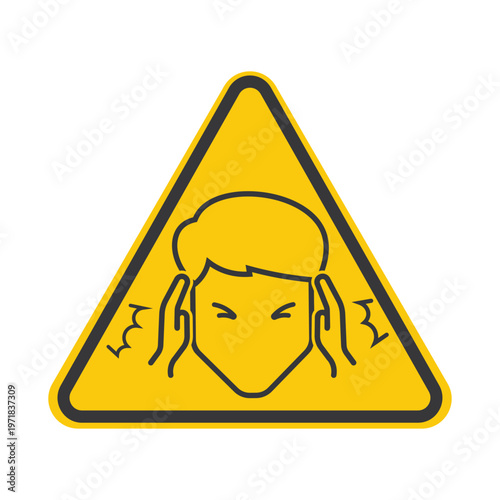 Isolated outline illustration of person covering ears with hands due to loud noise representing sound disturbance, discomfort, and need for hearing protecti 
