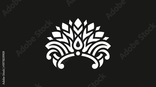 Elegant Abstract Crown Design on Black Background