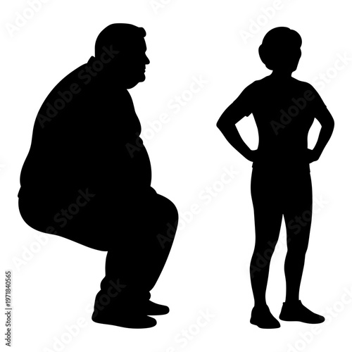 A contemplative moment between a seated and a standing individual in silhouette Vector, illustration