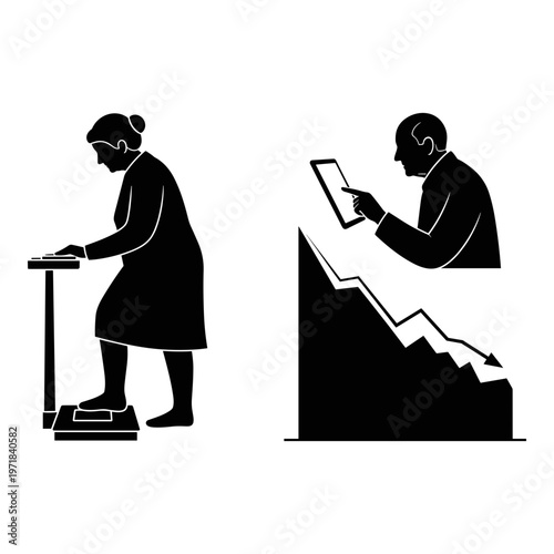 Historical and modern approaches to reading or delivering a speech. Vector, illustration