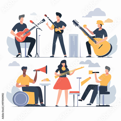 Ensemble of diverse musicians playing together