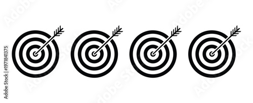 Target goal icon focus arrow archery bullseye flat icons aiming precision vector illustration
