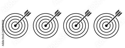 Target goal icon focus arrow archery bullseye flat icons precision aim vector illustration