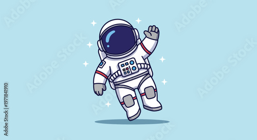 Cute Astronaut Floating in Space Cartoon Illustration.
