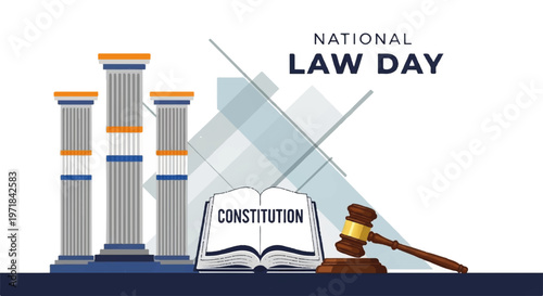 National Law Day, Constitution, legal symbols, judicial icons, government, law enforcement, vector graphics