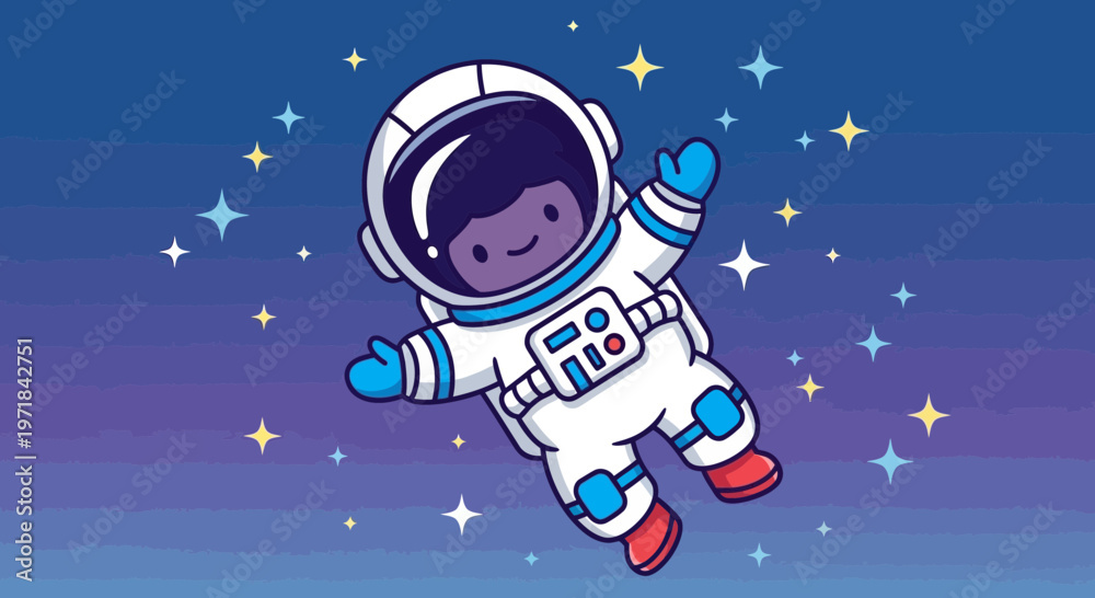 Fototapeta premium Astronaut floating amongst stars illustration cosmic exploration design
