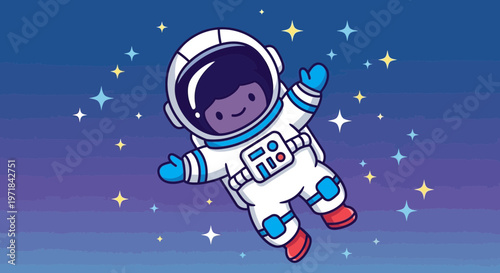 Astronaut floating amongst stars illustration cosmic exploration design