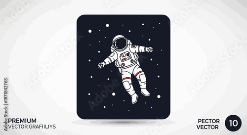 Astronaut floating in space against a black background vector illustration