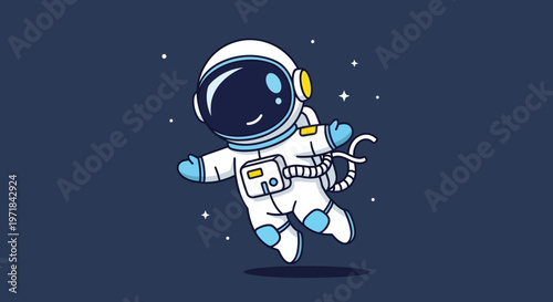 Astronaut floating in space cartoon illustration for science education