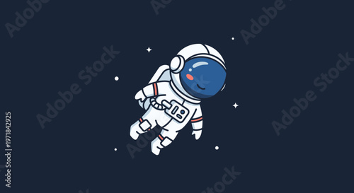 Astronaut floating in space cartoon illustration for science education