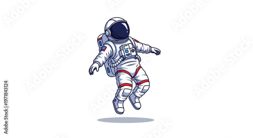 Astronaut floating in space cartoon vector illustration isolated on white