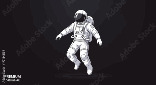 Astronaut floating in space illustration dark background vector art