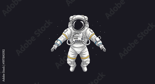 Astronaut floating in space isolated illustration on dark background