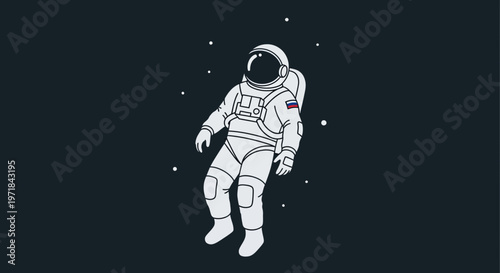 Astronaut floating in space minimalist illustration on dark background