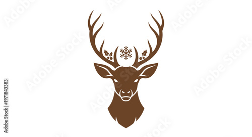 Brown Deer Head with Large Antlers.