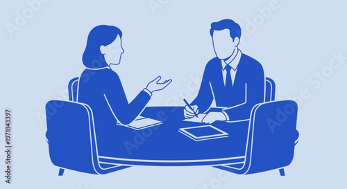 Business discussion between two colleagues at a table
