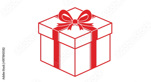 Gift Box with Red Ribbon Bow.