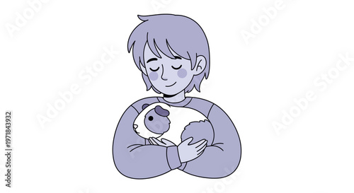Person tenderly holding a cute guinea pig with closed eyes