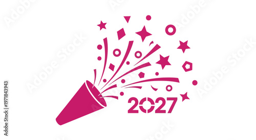 Pink Party Horn with Stars 2027.