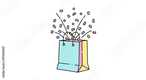 Colorful gift shopping bag surprise.