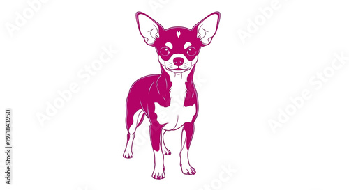 Pink Chihuahua dog standing illustration on white background
