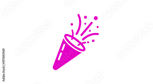 Purple Party Popper Celebratory Icon Graphic.