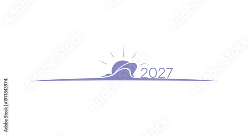 Purple sun logo with year number.