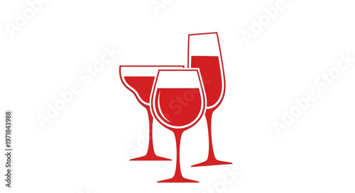 Red wine glasses with liquid.