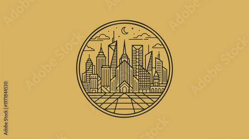 City Skyline Urban Landscape Icon.