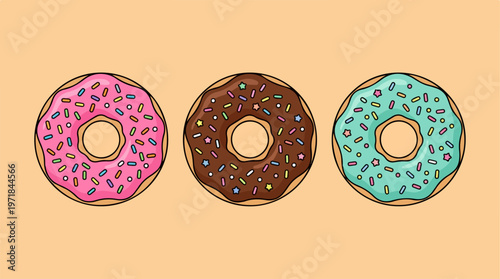 Colorful donuts with sprinkles.