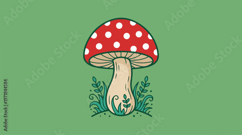 Colorful mushroom with white spots.
