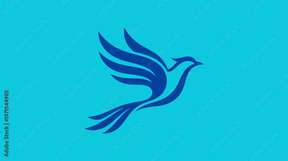 Obraz premium Dark Blue Bird In Flight.