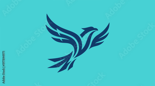 Dark Blue Bird Silhouette Flying.