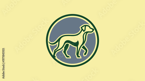 Dog Silhouette in Circle Icon.