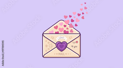Envelope with heart and love.